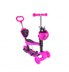 Дитячий самокат з батьківською ручкою Bambi SC20139 PU колеса зі світлом Рожевий