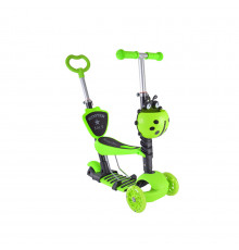 Детский самокат с родительской ручкой Bambi SC20139 колеса PU со светом Зеленый