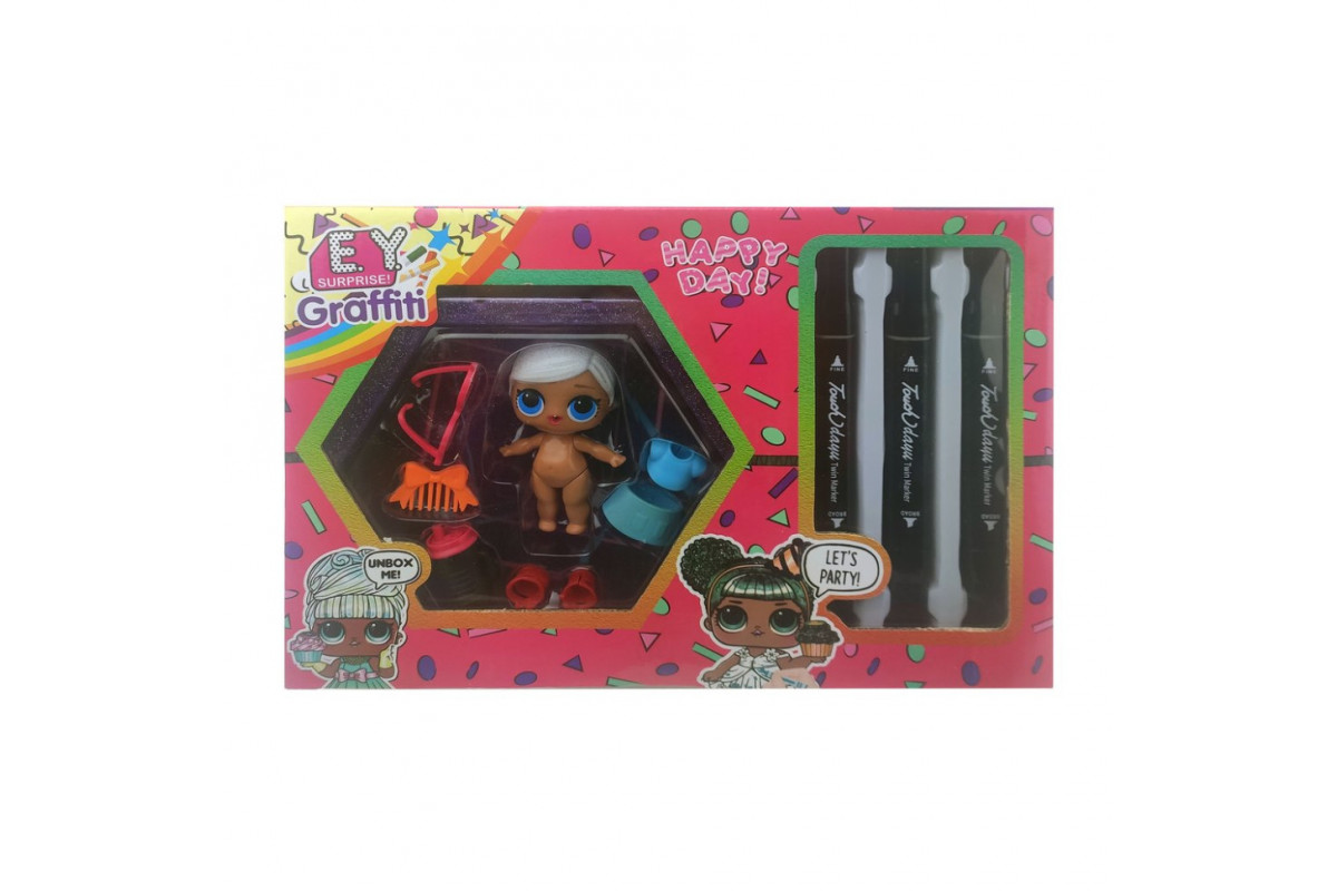 Детская кукла "L.Q.L" EY2413 с маркерами Блондинка в голубом платье