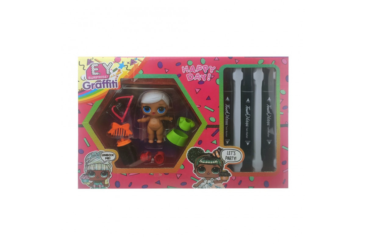 Детская кукла "L.Q.L" EY2413 с маркерами Блондинка в зелёном платье