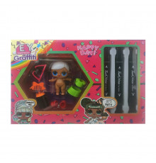 Детская кукла "L.Q.L" EY2413 с маркерами Блондинка в зелёном платье