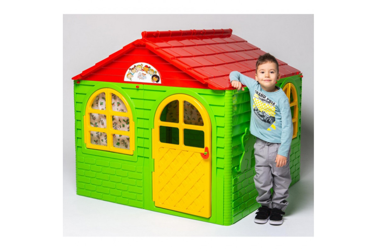 Детский игровой Домик со шторками 02550/3 пластиковый
