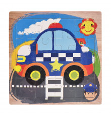 Дерев'яний пазл-вкладиш Поліцейська машинка 73260-19, 16 деталей