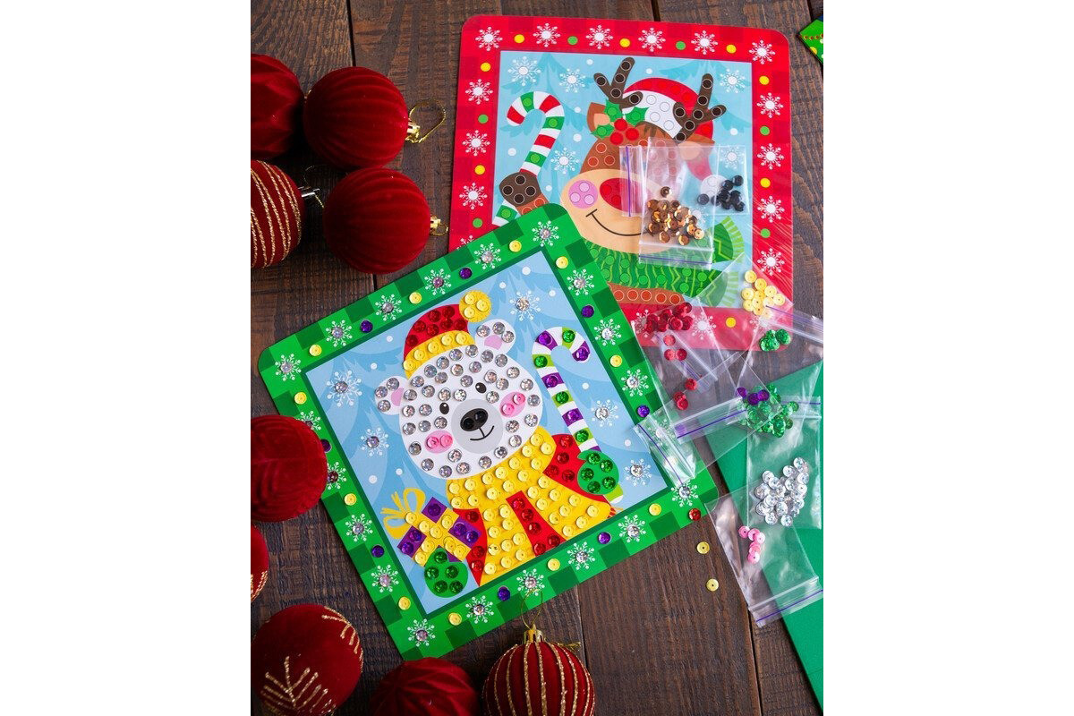 Детский набор для творчества "Новогодние открытки с пайетками" 10100694