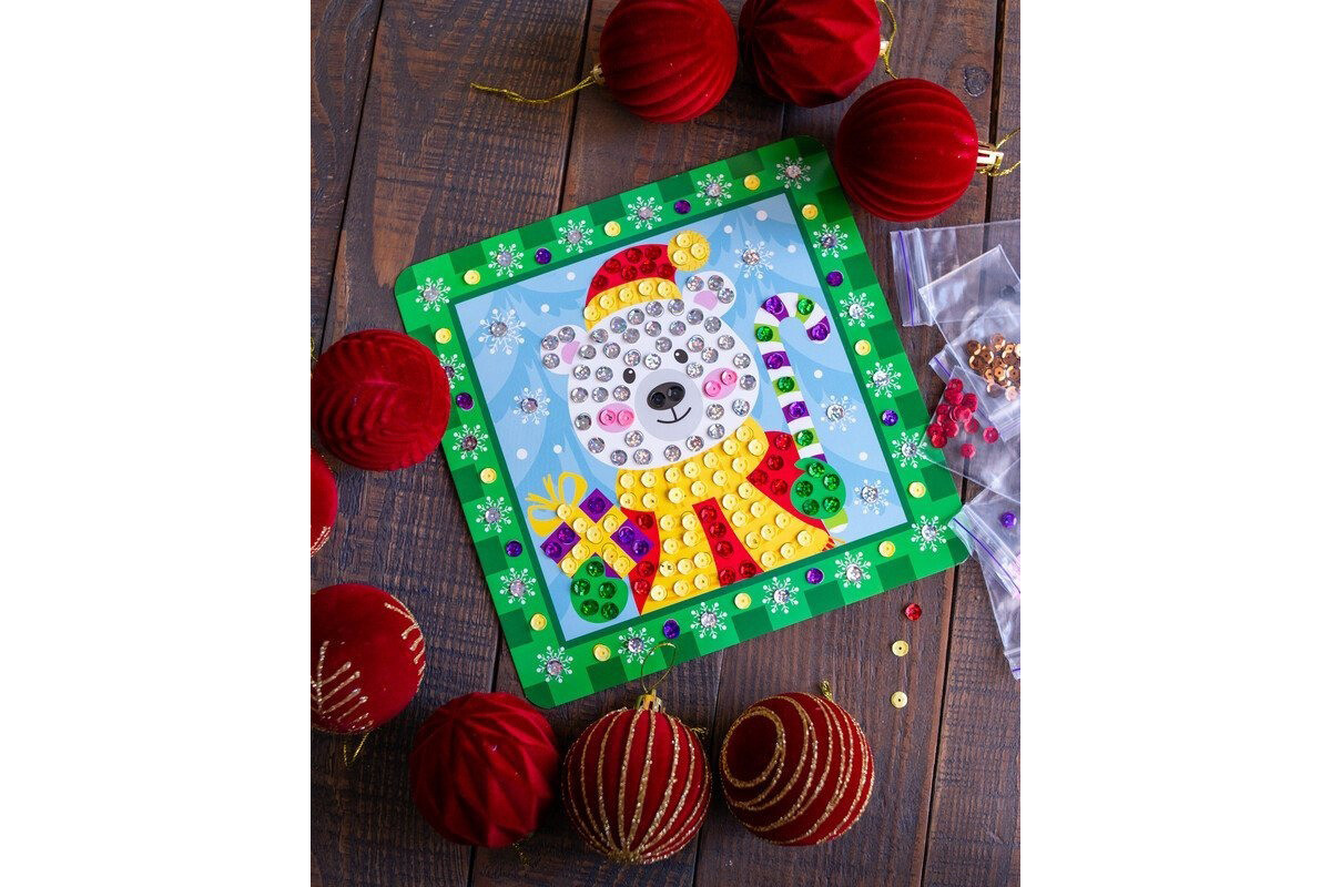 Детский набор для творчества "Новогодние открытки с пайетками" 10100694