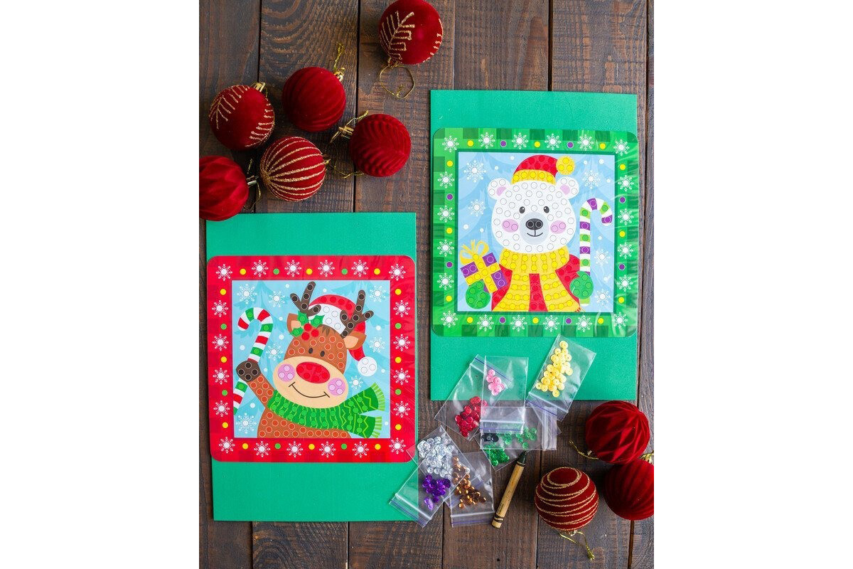 Детский набор для творчества "Новогодние открытки с пайетками" 10100694