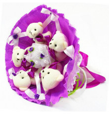 Букет из мягких игрушек 5 мишек 5291IT сиреневый