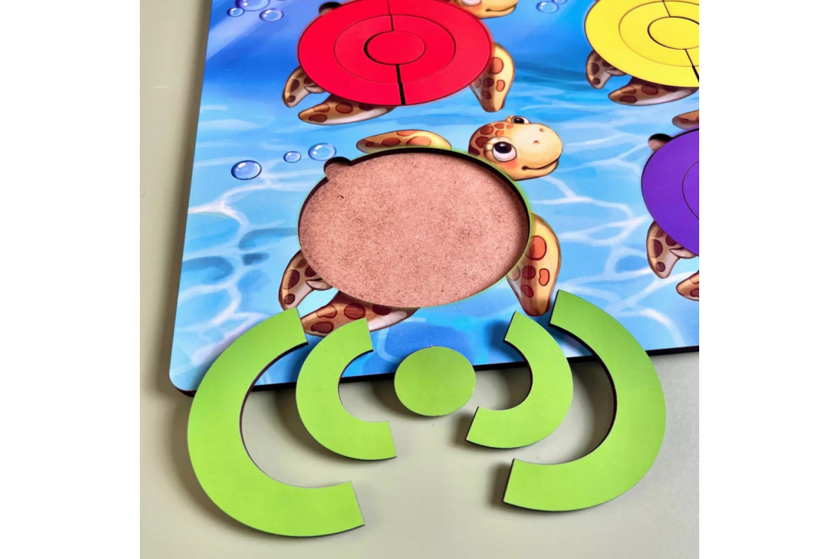 Деревянный пазл-сортер "Черепашки - цвета" Ubumblebees (ПСД138) PSD138 с заданиями