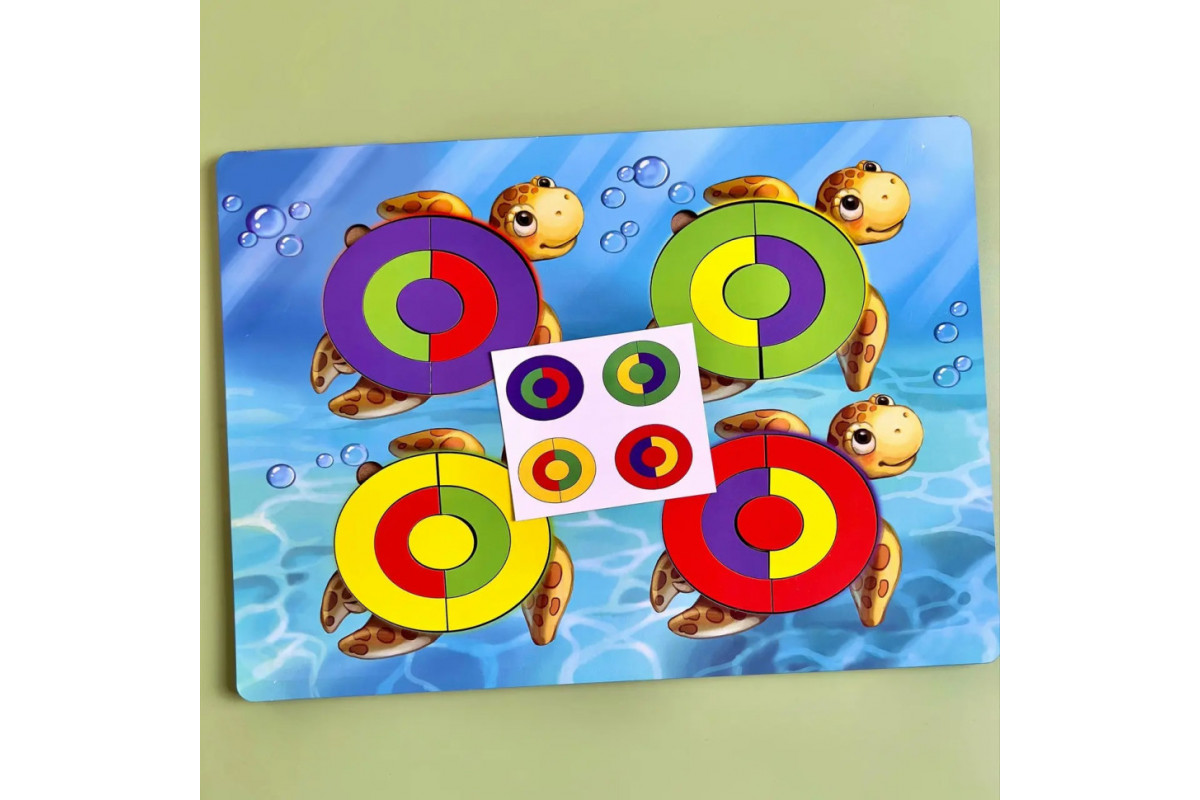 Деревянный пазл-сортер "Черепашки - цвета" Ubumblebees (ПСД138) PSD138 с заданиями