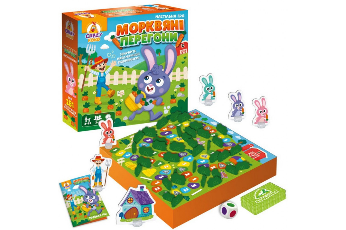 Настольная игра "Морковные гонки" VT8055-33 игровое поле, 40 морковок, 4 зайчика