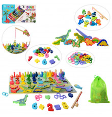 Деревянная игрушка Центр развивающий MD 2758 фигурки, рыбалка, цифры, динозавры