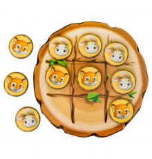 Деревянная настольная игра "Крестики-нолики" Ubumblebees (ПСД158) PSD158 зайчик и лисичка