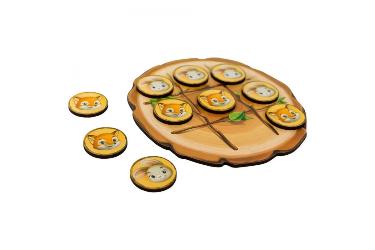 Дерев'яна настільна гра "Хрестики-нулики" Ubumblebees (ПСД158) PSD158 зайчик і лисичка