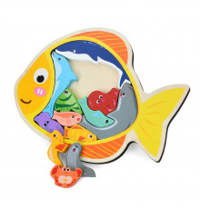 Детский деревяный пазл-вкладыш "Морские обитатели" MD 1500-2