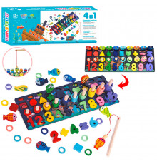 Деревянная игрушка Центр развивающий MD 2772 в наборе цифры, рыбалка, кольца