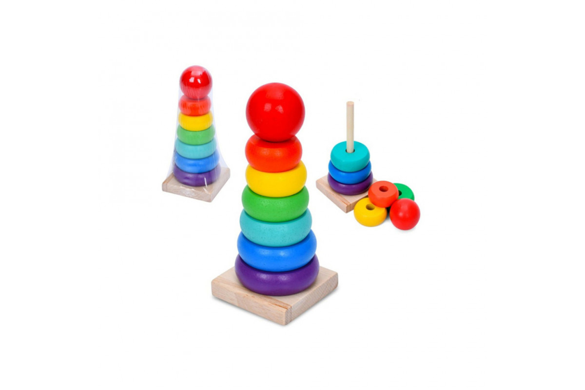 Деревянная игрушка пирамидка MD 0819P 6 колец