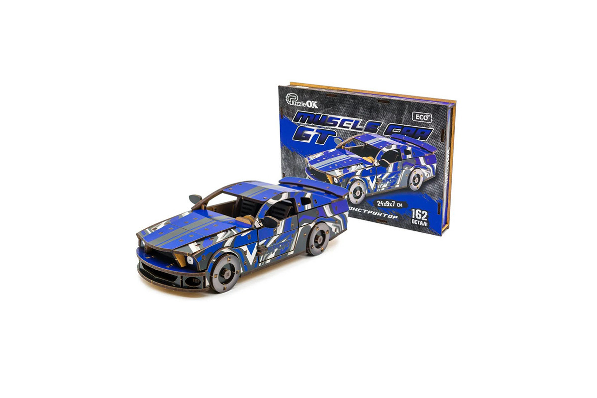 Деревянный 3D конструктор Mustang GT Puz-00642, 162 детали