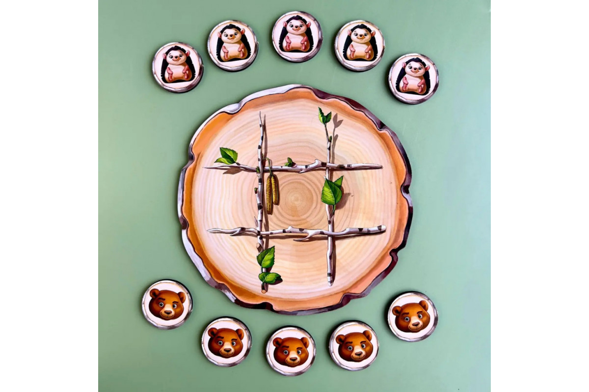 Дерев'яна настільна гра "Хрестики-нулики" Ubumblebees (ПСД159) PSD159 їжачок та ведмідь