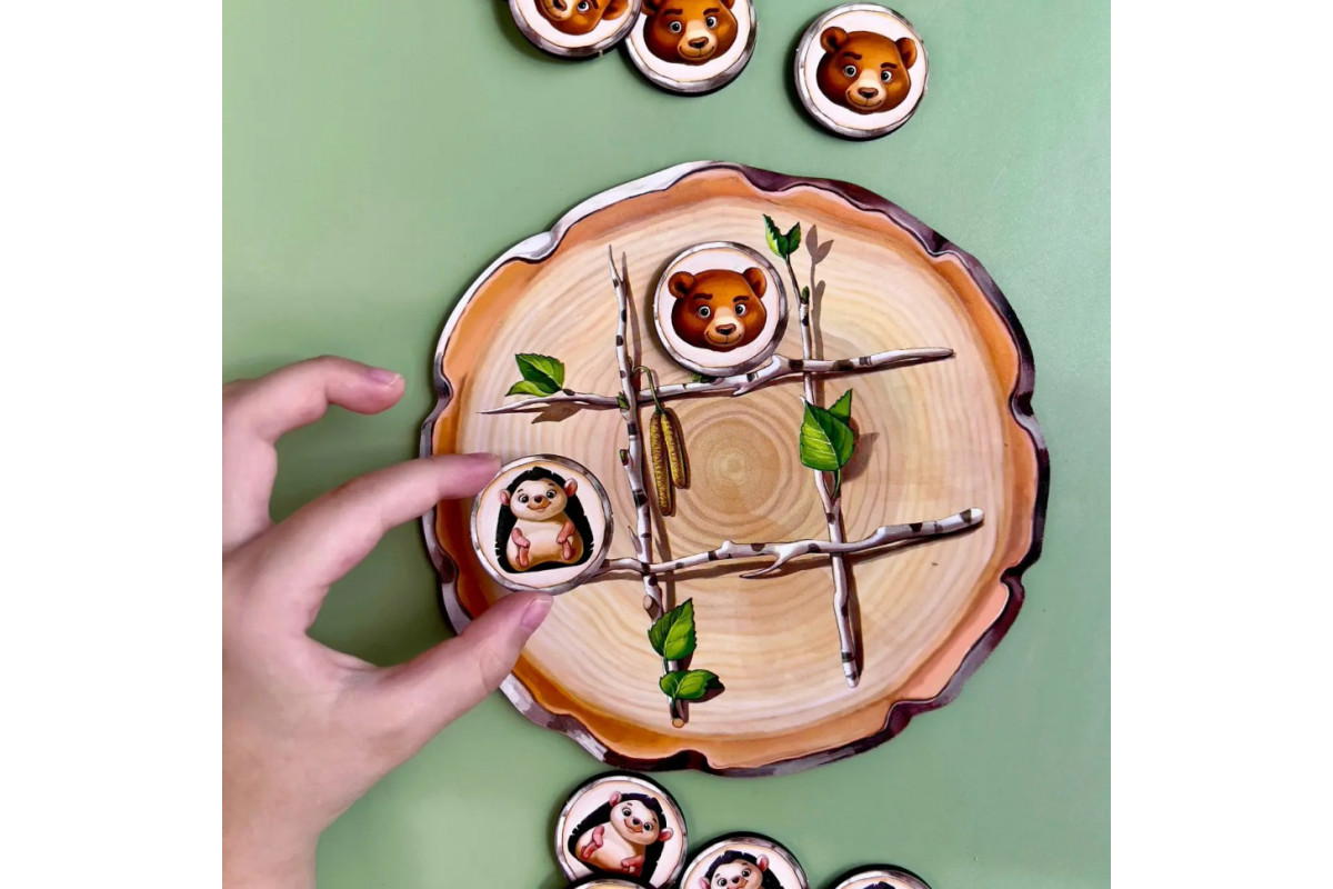 Дерев'яна настільна гра "Хрестики-нулики" Ubumblebees (ПСД159) PSD159 їжачок та ведмідь