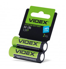 Батарейка щелочная Videx Alkaline LR06/AA блистер 2 штуки пальчики