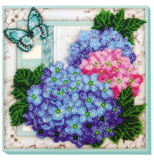 Набор-миди для вышивки бисером "Нежные гортензии" AMB-004 на натуральном холсте