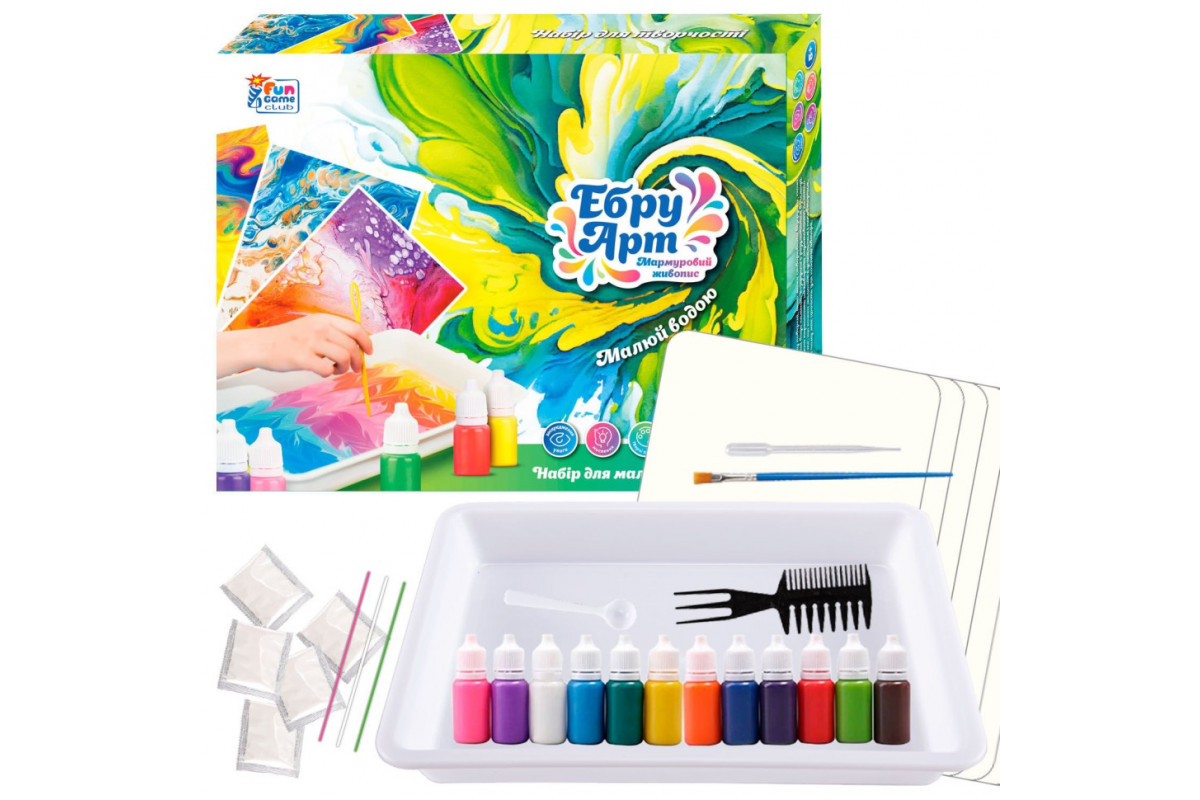 Детский набор для творчества "Эбру" 87752, 12 пигментов