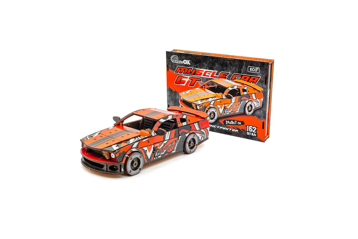 Деревянный 3D конструктор Mustang GT Puz-00641, 162 детали