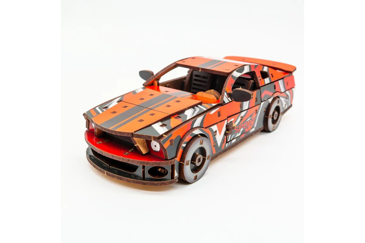Деревянный 3D конструктор Mustang GT Puz-00641, 162 детали