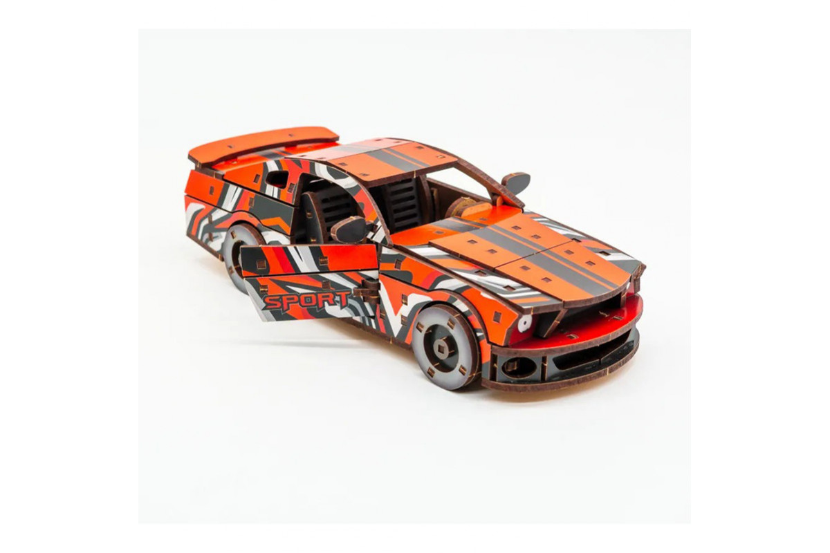 Деревянный 3D конструктор Mustang GT Puz-00641, 162 детали