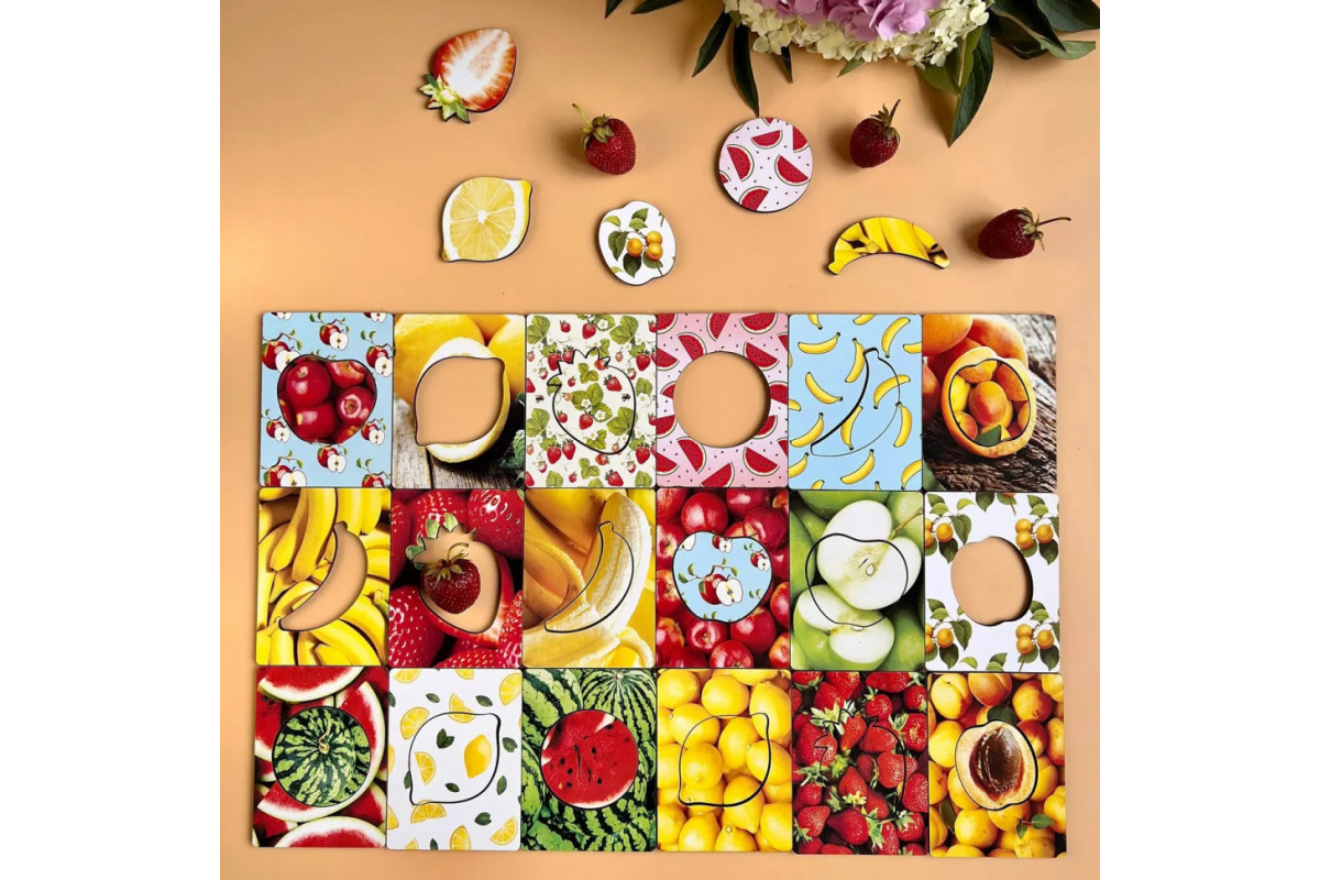 Дерев'яні Дощечки Сегена "Фрукти" Ubumblebees (ПСФ035) PSF035 з візерунками