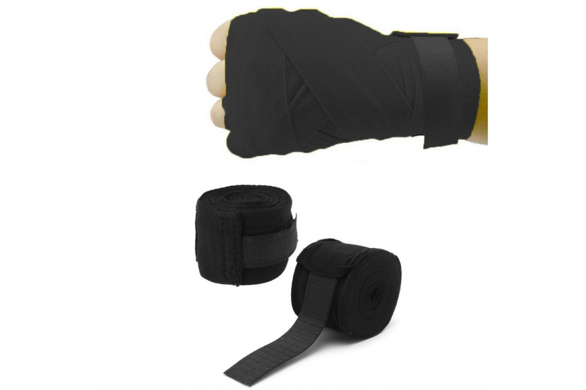 Боксерські бинти Hard NE-BOX-N1BK 3 метри, нейлонові, чорні