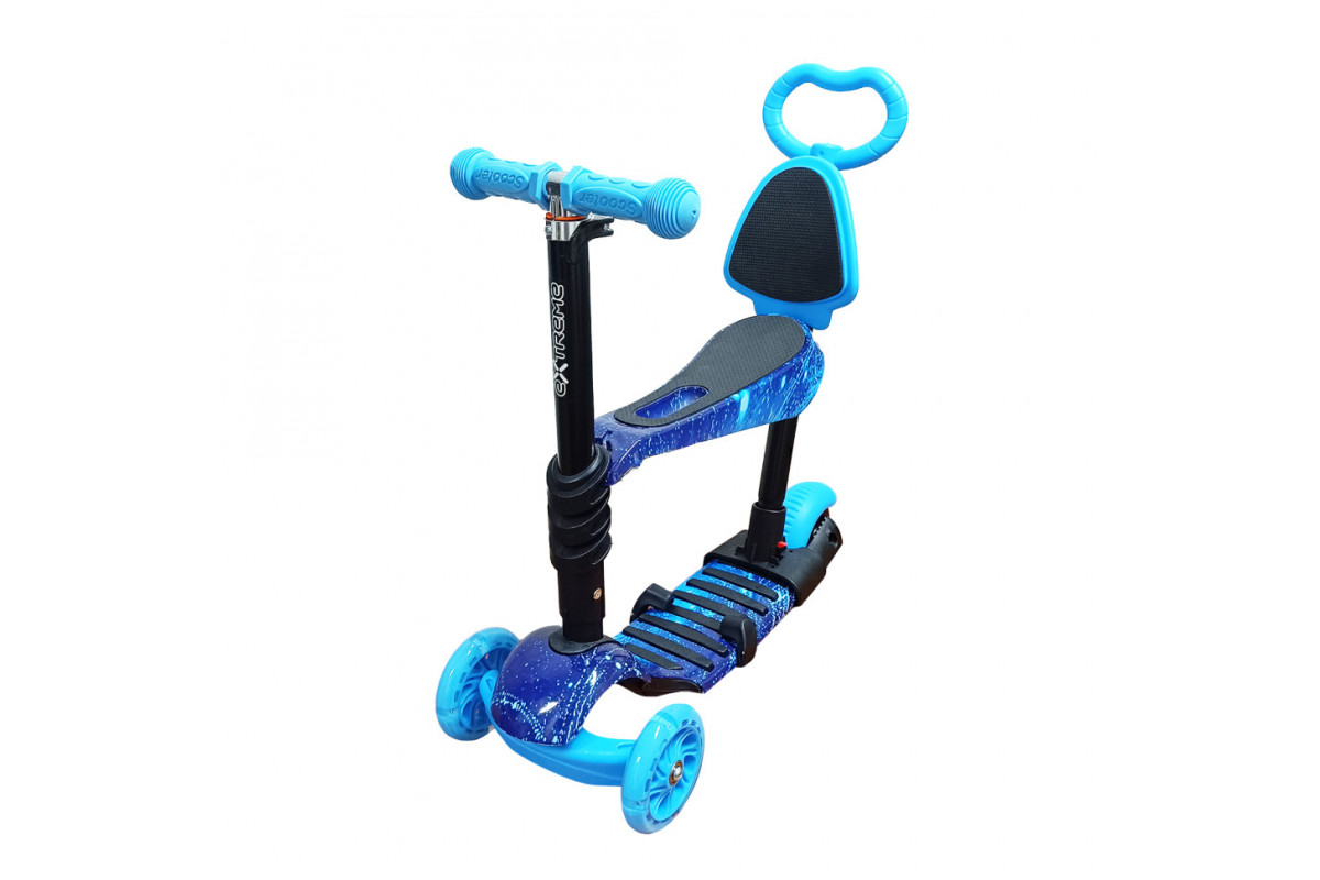 Детский самокат 4-х колесный 5 в 1 SC20482(Blue-1) колеса со светом