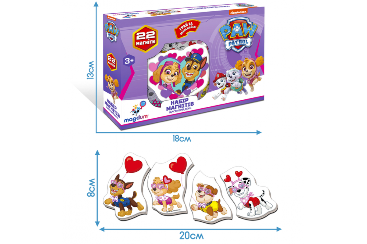 Магніти "Щасливий день" Щенячий патруль Magdum ML4034-04, 22 магніти