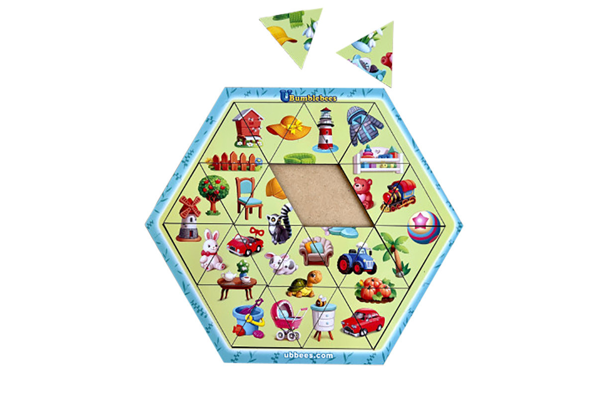 Деревянный пазл-головоломка "Ассорти" Ubumblebees (ПСФ125) PSF125, 24 детали