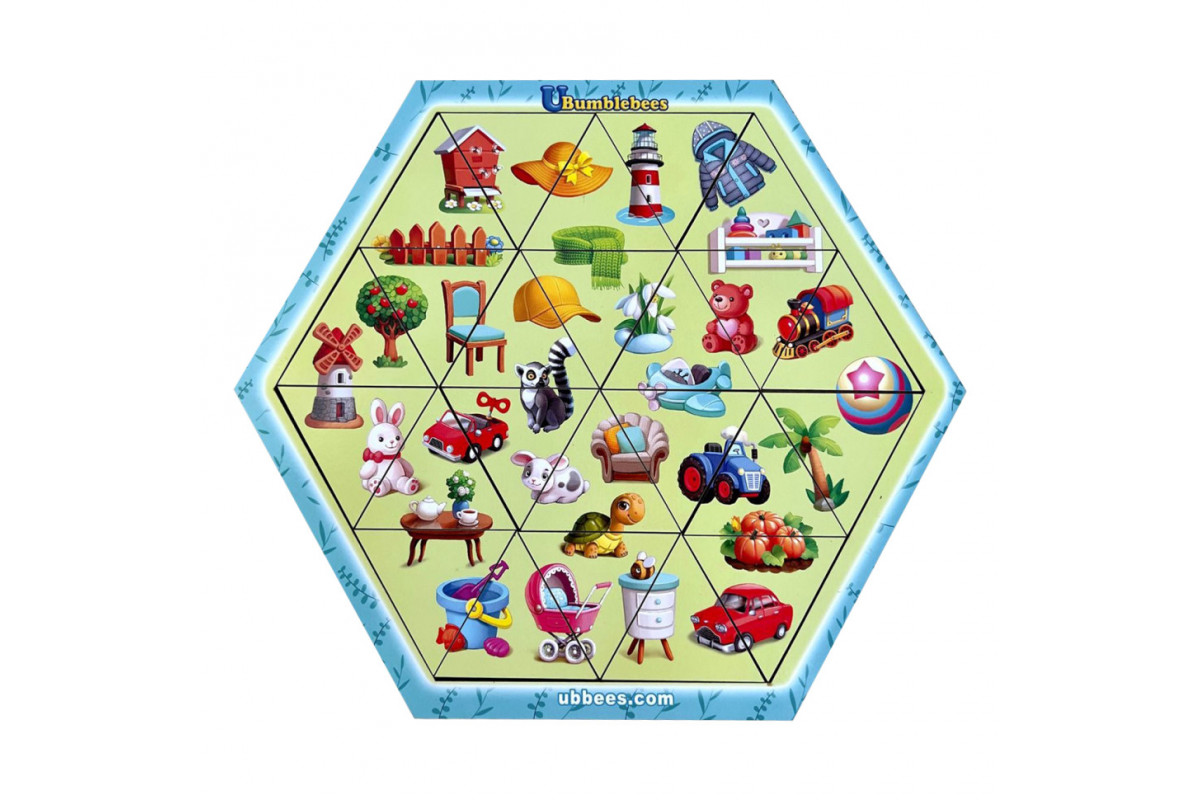 Деревянный пазл-головоломка "Ассорти" Ubumblebees (ПСФ125) PSF125, 24 детали