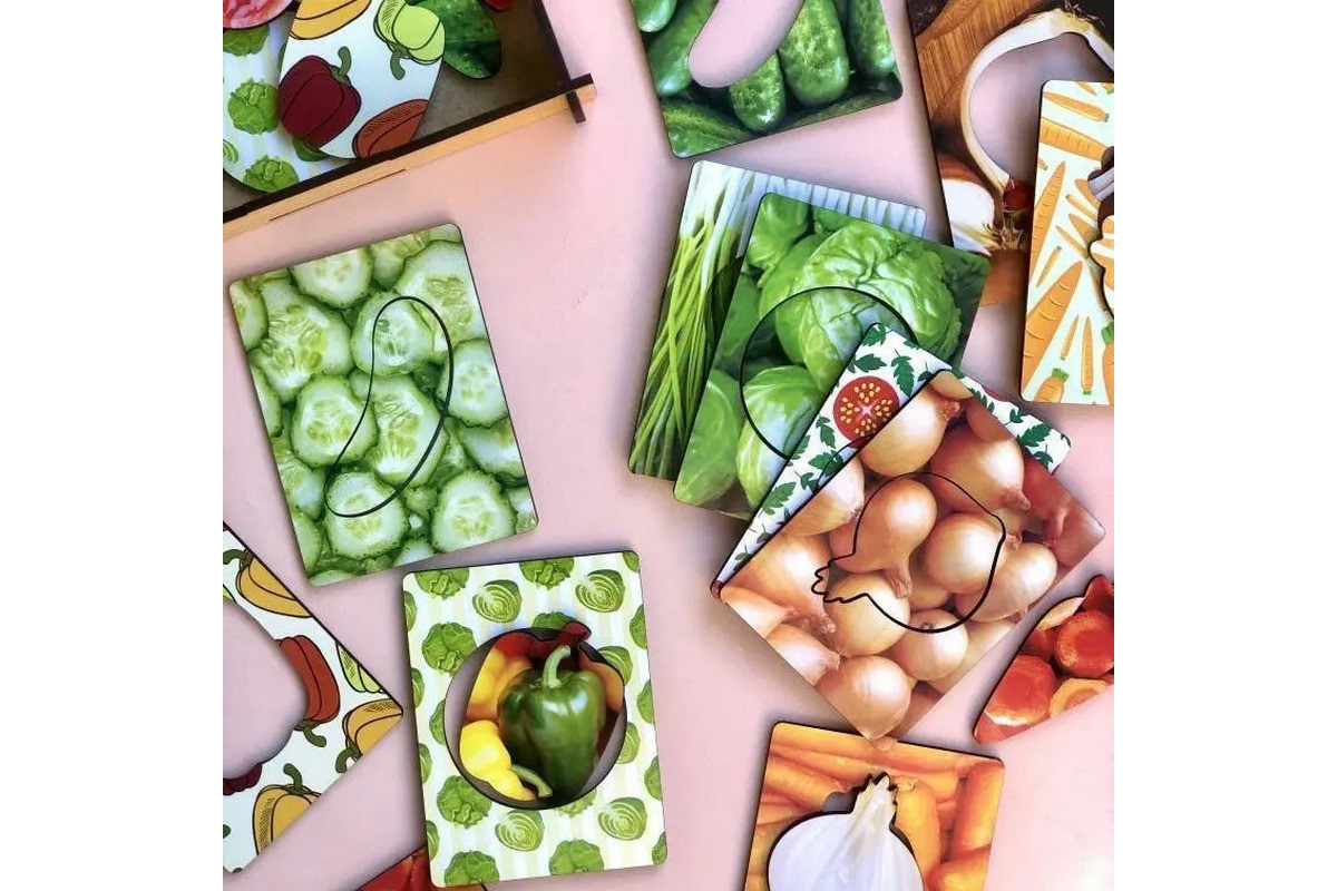 Деревянные Досточки Сегена "Овощи" Ubumblebees (ПСФ036) PSF036  с узорами