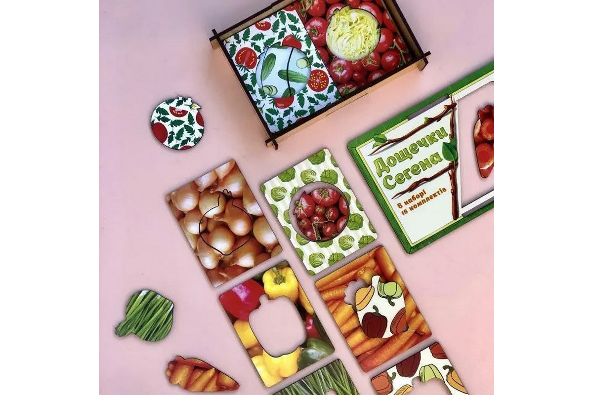 Деревянные Досточки Сегена "Овощи" Ubumblebees (ПСФ036) PSF036  с узорами