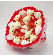 Букет из мягких игрушек 9 мишек 5338IT красный