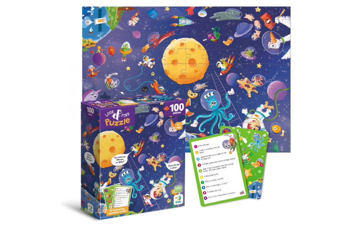 Детский пазл Ищи и находи "Безумный космос" 300668, 100 элементов