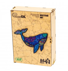 Фигурный деревянный пазл A4 "Могучий Кит" PuzA4-04126, 75 деталей