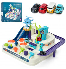 Детский игровой набор "Трек" T802A 4 машинки, вертолет, подвижные детали
