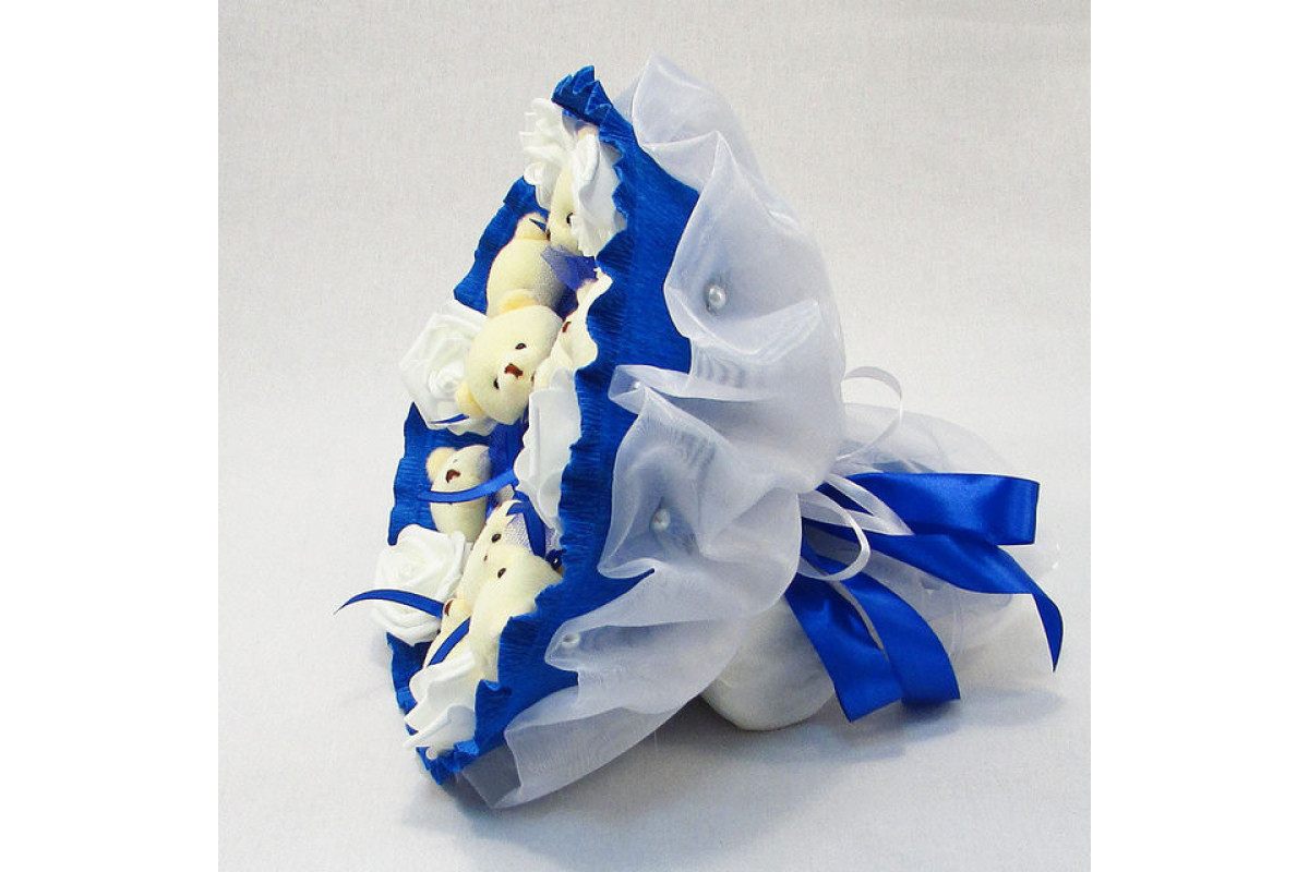 Букет з м'яких іграшок 9 ведмедиків 5339IT синій