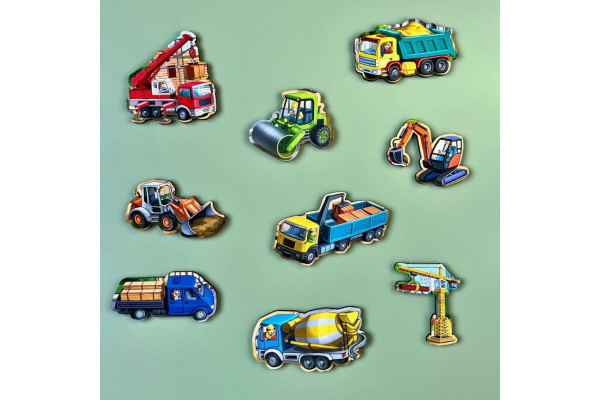 Дерев'яний пазл-вкладиш "Будівельний майданчик" Ubumblebees (ПСД123) PSD123, 9 елементів