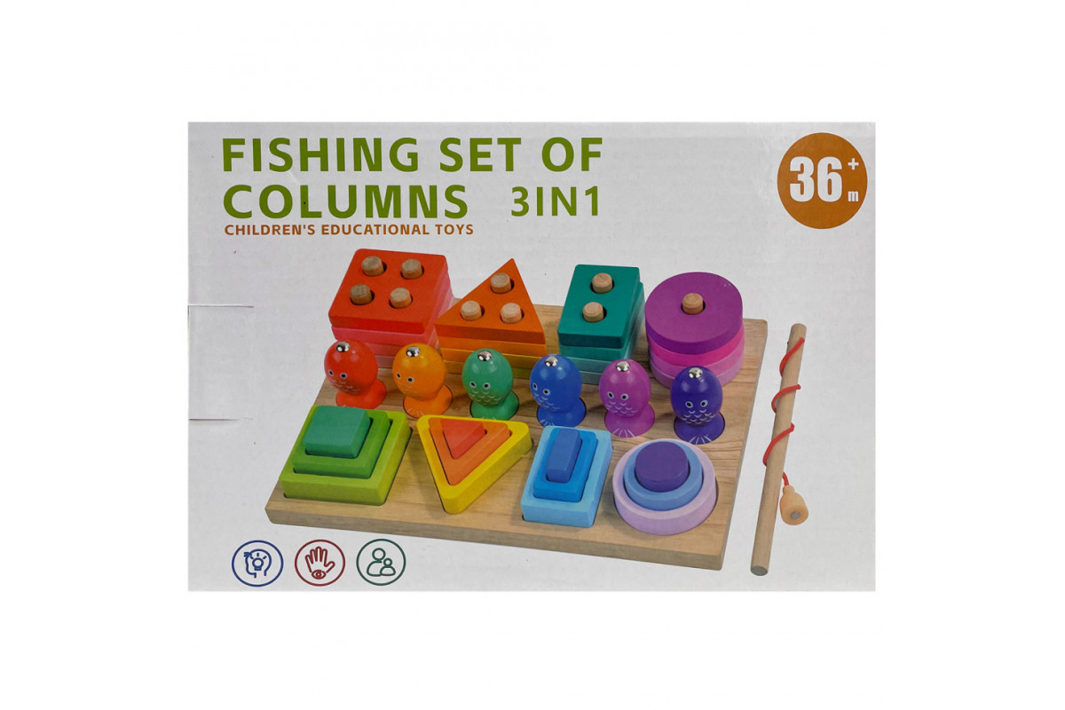 Деревянная игрушка магнитная рыбалка 3 в 1 C15002