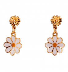 Дитячі сережки "Fashion ромашки" T24626 біло-жовтий