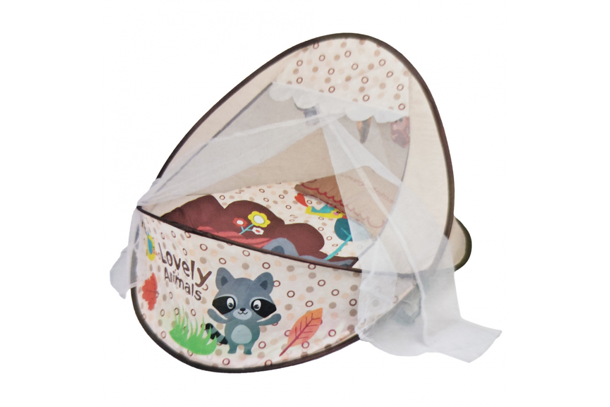 Килимок-манеж для немовляти 66526A 2в1, дуга, підвіски, грає музика  Бежевий