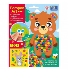Набір для творчості Ведмідь Pompon Art 10100692, 100 помпонів та розмальовка