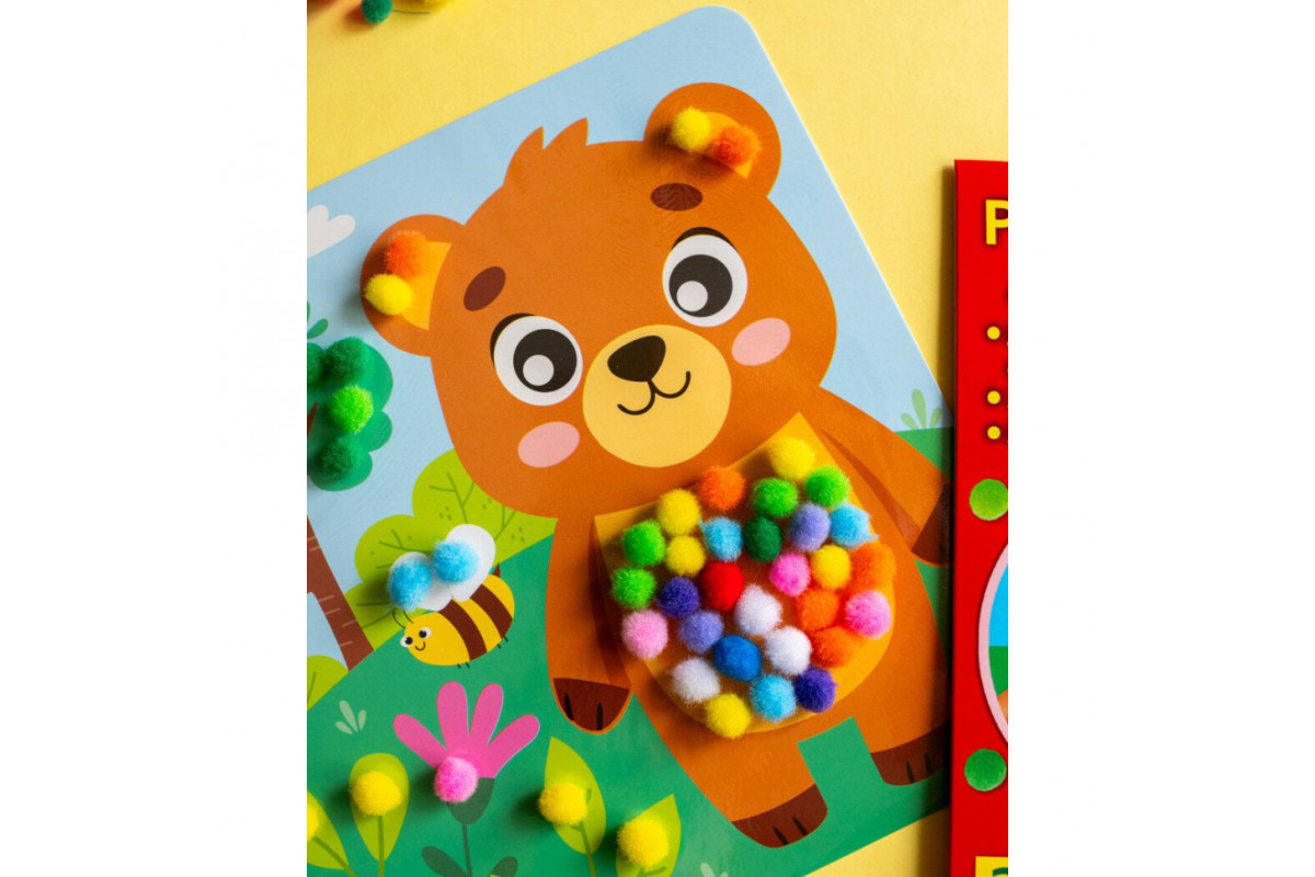 Набір для творчості Ведмідь Pompon Art 10100692, 100 помпонів та розмальовка