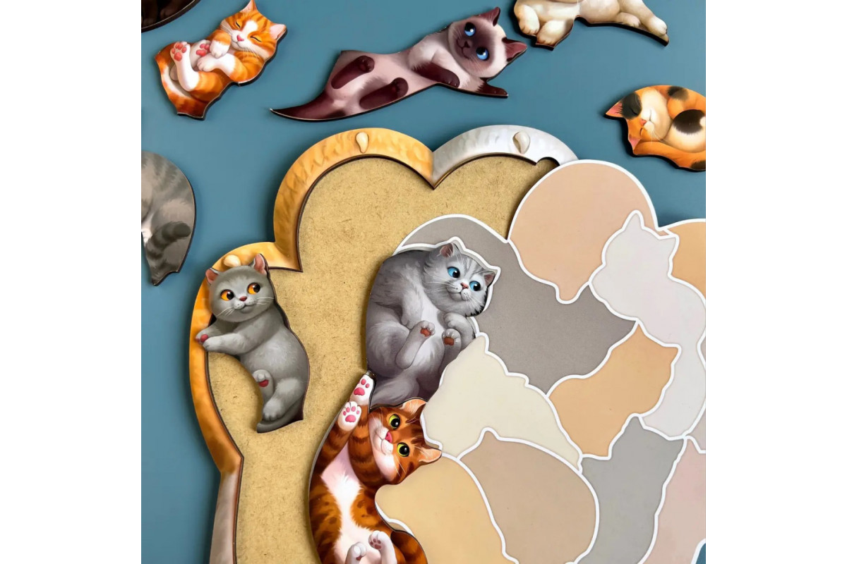 Деревянный пазл-вкладыш "Котики-муркотики" Ubumblebees (ПСФ133) PSF133