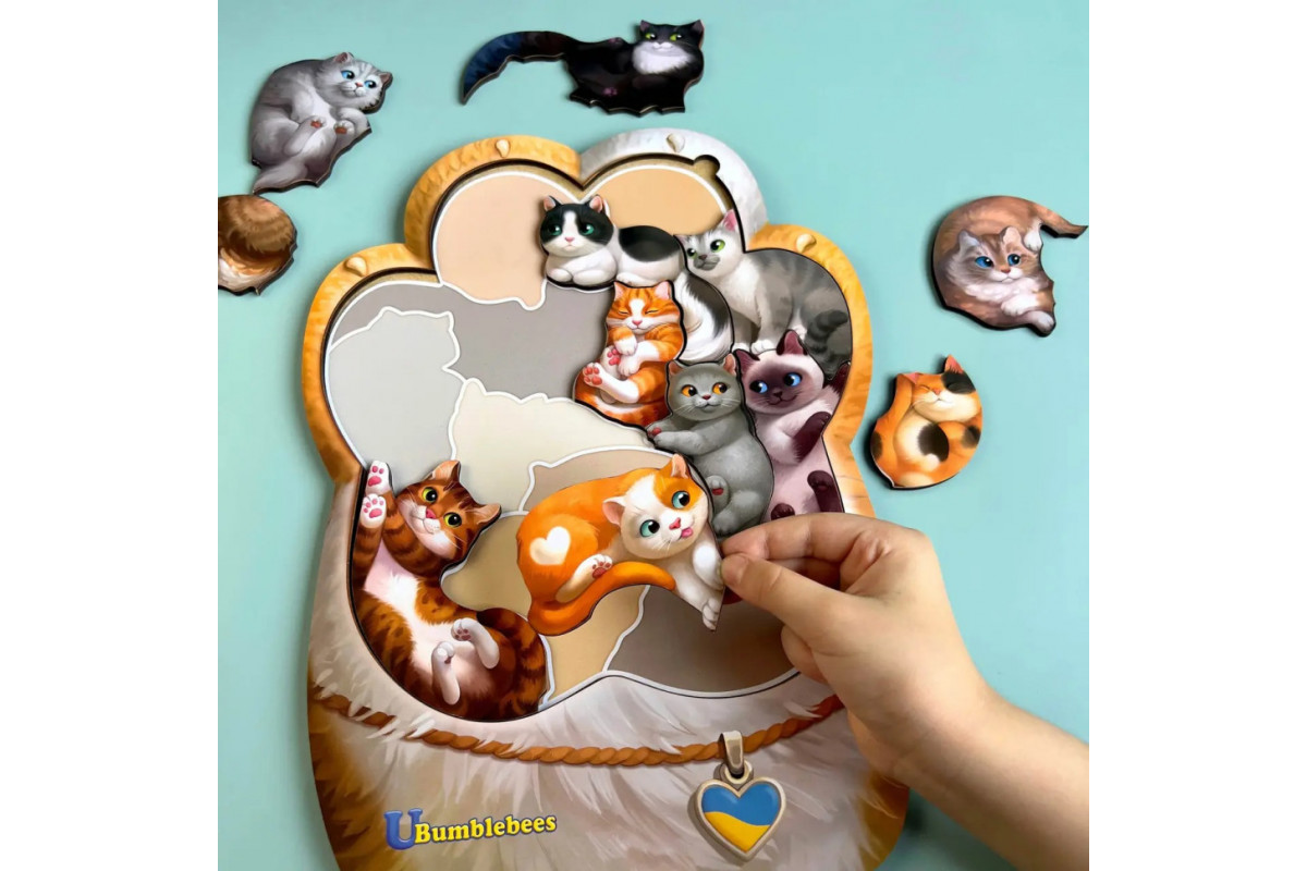 Деревянный пазл-вкладыш "Котики-муркотики" Ubumblebees (ПСФ133) PSF133